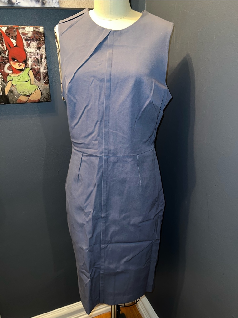 Banana Republic Sleeveless Fitted Sheath Dress Asymmetric pleated neckline 10